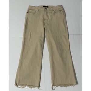 Judy Blue Garment Dyed Straight Leg Frayed Hem Cropped Jeans, Beige, Size 15/32
